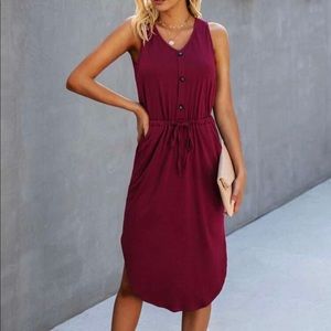 V-Neck drawstring dress